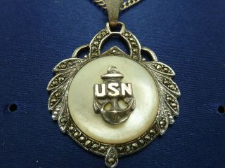 Wwii Vintage U.  S.  Navy Sterling Silver And M.  O.  P.  Sweetheart Necklace