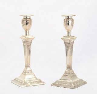 Victorian Sterling Silver Candlesticks Sheffield 1898 Neoclassical George Iii