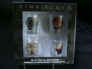 Set Of 4 Pink Floyd Collector Shot Glasses Album Covers Nib