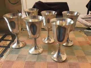 Set 6 Vintage Sterling Silver Water Wine Goblets 6 1/2”