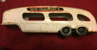 Vintage White Pressed Steel Marx Deluxe Auto Transport Car Carrier Trailer Only