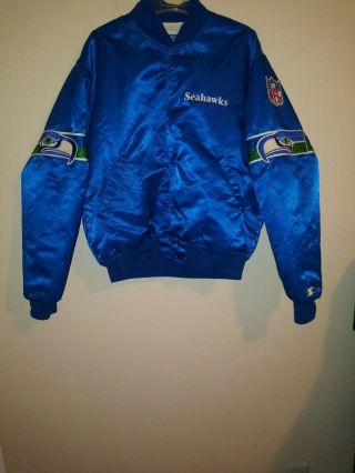 Vintage Seattle Seahawks Starter Satin Blue Jacket Size Large
