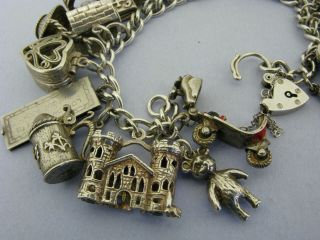 Heavy Vintage Solid Sterling Silver Charm Bracelet with 31 Charms Nuvo 101 grams 3