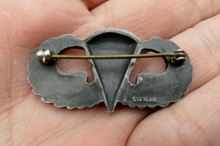 WWII US Airborne Paratrooper Jump Wings - Sterling Hollowback Pinback 2