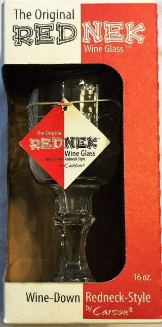 The Red Nek Wine Glass 16 Oz.  By Carson With Screw - On Lid Nip