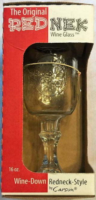 The Red Nek Wine Glass 16 oz.  by Carson With Screw - on Lid NIP 2