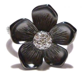 Size 10 Stephen Dweck Sterling Silver & Diamond Magnolia Flower Cocktail Ring