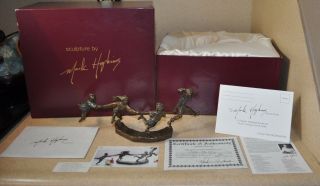 Mark Hopkins Bronze Sculpture " Crack The Whip " 735/950 W/coa/papers/original Box