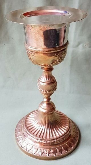 Impressive Large Antique Silver Chalice And Paten,  Gold Gilt,  French?