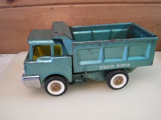 Vintage Structo Green Pressed Steel Dumper Dump Truck 12 Inches Long B1602