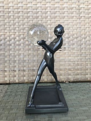 Frankart Art Deco Metal Statue “strider” Nude Lady Ash Tray Smoker