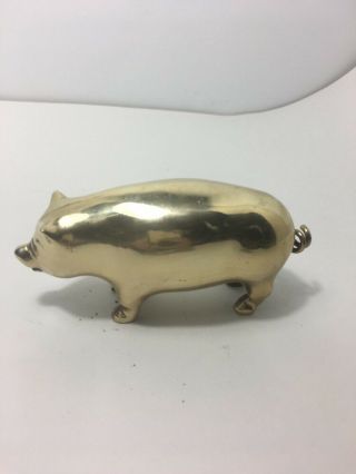 5 - 1/2 " L Solid Brass Hog Pig Figurine - With Curley Tail