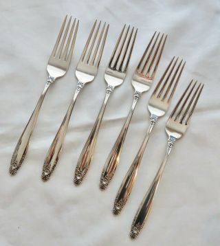 International Sterling Silver Prelude Set Of 6 True Dinner Forks 8 "