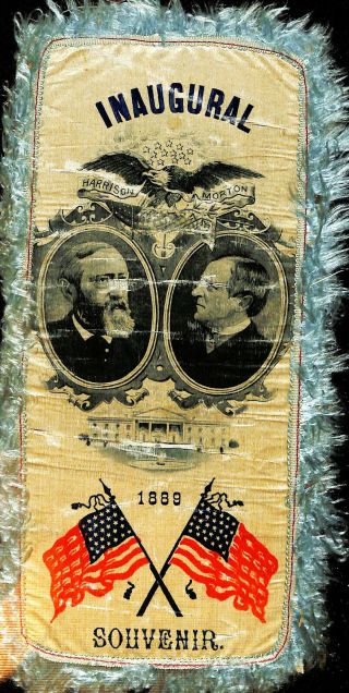 1888 President Benjamin Harrison & Vp Levi Morton Gorgeous Inaugural Ribbon