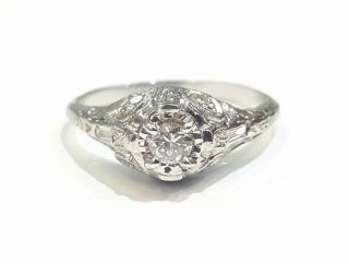 Platinum Art Deco Diamond Ring Engagement Wedding Ring Size 6 Ca.  1920s