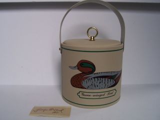 Vintage Georges Briard Mallard Duck Ice Bucket Green Winged Teal Signed