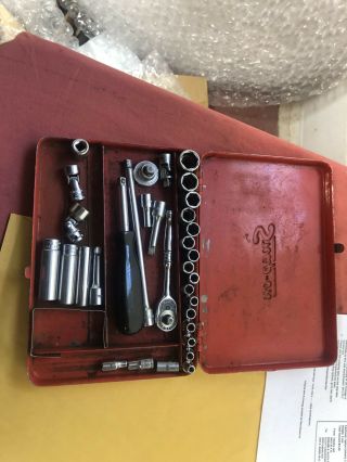 Vintage Snap - On Tools 30 Piece 1/4 " Drive Ratchet & Socket Set Set