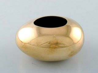 Hans Bunde For Cohr (denmark).  Egg - Shaped Ashtray In Brass.  Danish Design