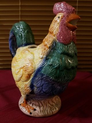 Cracker Barrel Old Country Store Chicken Rooster Pitcher Multi - Color 1996
