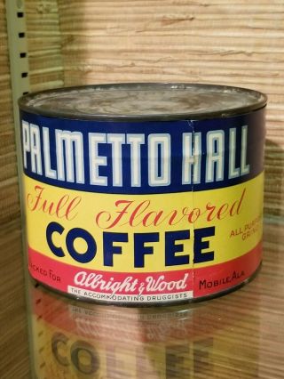 Full Palmetto Hall 1 Lb Coffee Tin Can Key Wind Kw Mobile Al Druggists