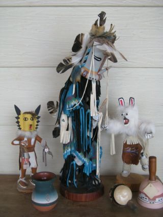 Hand Made Signed Native American Indian Kachina (s) Painted Southwestern Art 2