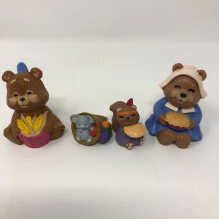 Hallmark Merry Miniatures Bear Pilgrims Squirrel Cornucopia Thanksgiving