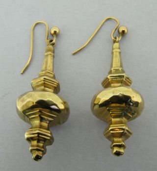 Antique Victorian 9k 9ct Yellow Gold Drop Earrings