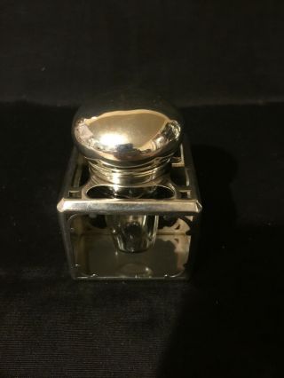 Sterling Silver Overlay Art Nouveau Ink Well 1900 - 1940 3