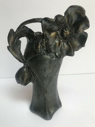 Antique Art Nouveau Gilt Bronze Dogwood Flower Blossom Vase Spelter Metal Heavy