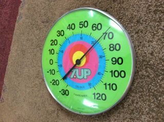 Vintage 1970 7up 7 Up Peter Max Soda Pop 12 " Metal Thermometer Sign Outside
