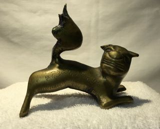 Vtg Brass Chinese Foo Dog Figure Estate Find