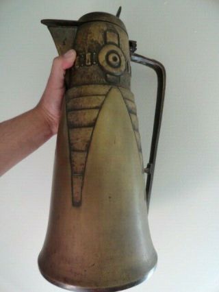 Abstract Jug Copper Metal Germany? Huge 18 Inches Abstract Pitcher Modernist Old