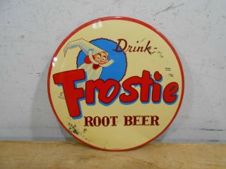 Rare Frostie Root Beer Cola 9 " Soda Bottle Gnome Graphics Tin Sign