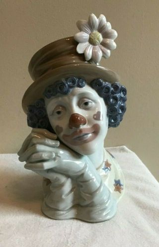 Vintage Lladro Porcelain Melancholy Clown Figurine Bust 5542