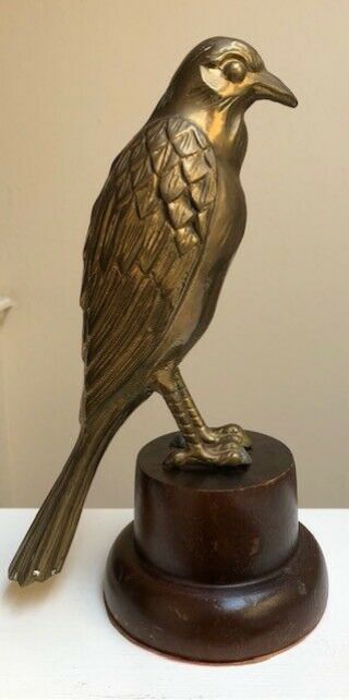 RARE Vintage Old Crow Kentucky Bourbon Solid Brass Wood Advertising Estate Find 2