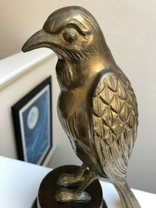 RARE Vintage Old Crow Kentucky Bourbon Solid Brass Wood Advertising Estate Find 3
