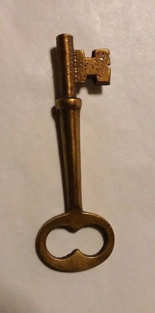 Antique Vintage Brass 2 3/8 " Long Skeleton Key