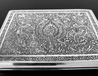 Antique Hand Engraved Islamic Persian Solid Silver Cigarette Case 145 G