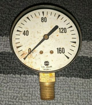 Vintage Industrial Steampunk Pressure Gauge 2 1/8 " Dia 0 - 160 Usg Us Gauge Co