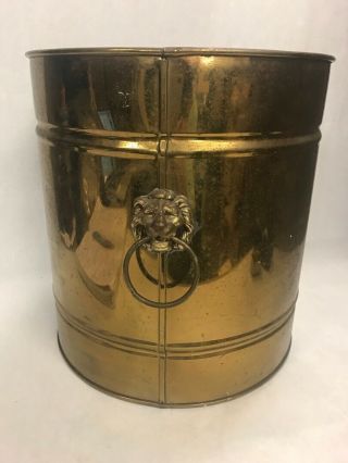 Vintage Large Brass Lion Planter Tub Container Mid Century Hollywood Regency