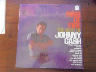 Johnny Cash Lp Best Of Ring Of Fire Nm Vinyl In Shrink Columbia 2 Eye 360 Stereo