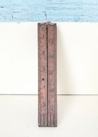 Vintage Stanley Boxwood No.  27 Wood And Brass Folding Rule,  Ruler,  24 "