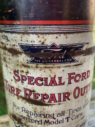 Rare Antique 1920 ' s Special Ford Tire Repair Outfit Model T Metal Can Oil Sign 2