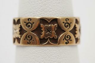 Victorian Jr Wood & Sons 10k Solid Rose Gold Flowers Size 7.  25 Cigar Band Ring