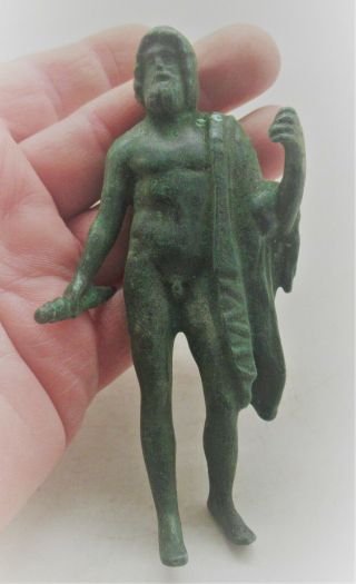 Museum Quality Ancient Roman Bronze Statuette Of Zues Holding Thunderbolt
