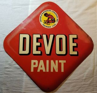 Rare Vintage Painted Steel Devoe Paint Advertising Sign Never Displayed Oldstock