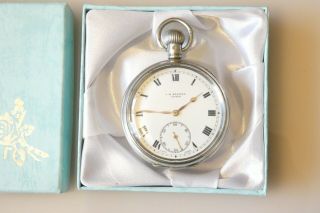 Vintage London Hallmarked Silver J.  W.  Benson Pocket Watch Dated 1937