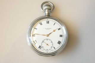 Vintage London Hallmarked Silver J.  W.  BENSON Pocket Watch Dated 1937 3