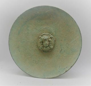 Scarce Circa 200 - 300ad Ancient Roman Bronze Bowl With Face Of Medusa Centered