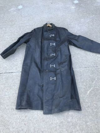 Vintage Midwestern Safety Leather Fire Dept Coat,  Mfd 16,  Vanitex Fabric.
